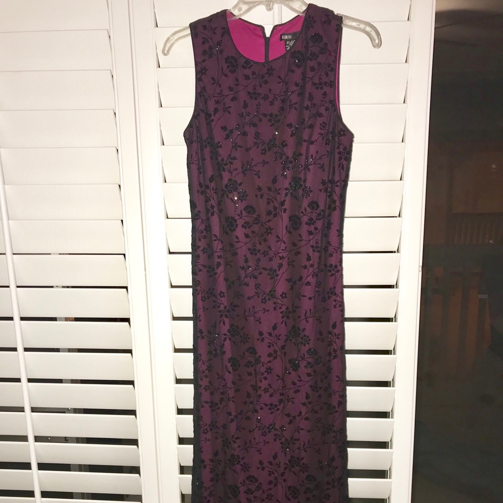 Black over Fuschia floor length gown